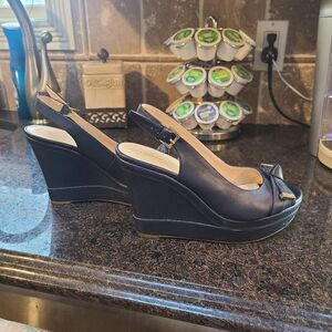 TOMMY HILFIGER Navy Blue Wedges, Size 8